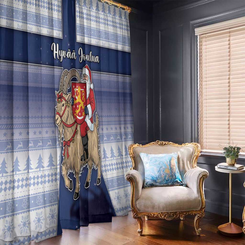 Finland Christmas Window Curtain Joulupukki With Coat Of Arms - Wonder Print Shop