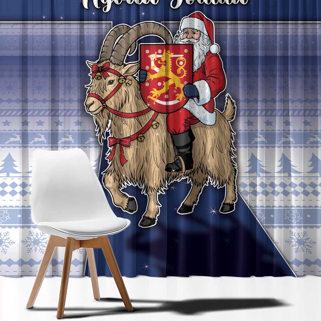 Finland Christmas Window Curtain Joulupukki With Coat Of Arms - Wonder Print Shop