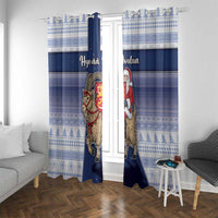 Finland Christmas Window Curtain Joulupukki With Coat Of Arms - Wonder Print Shop