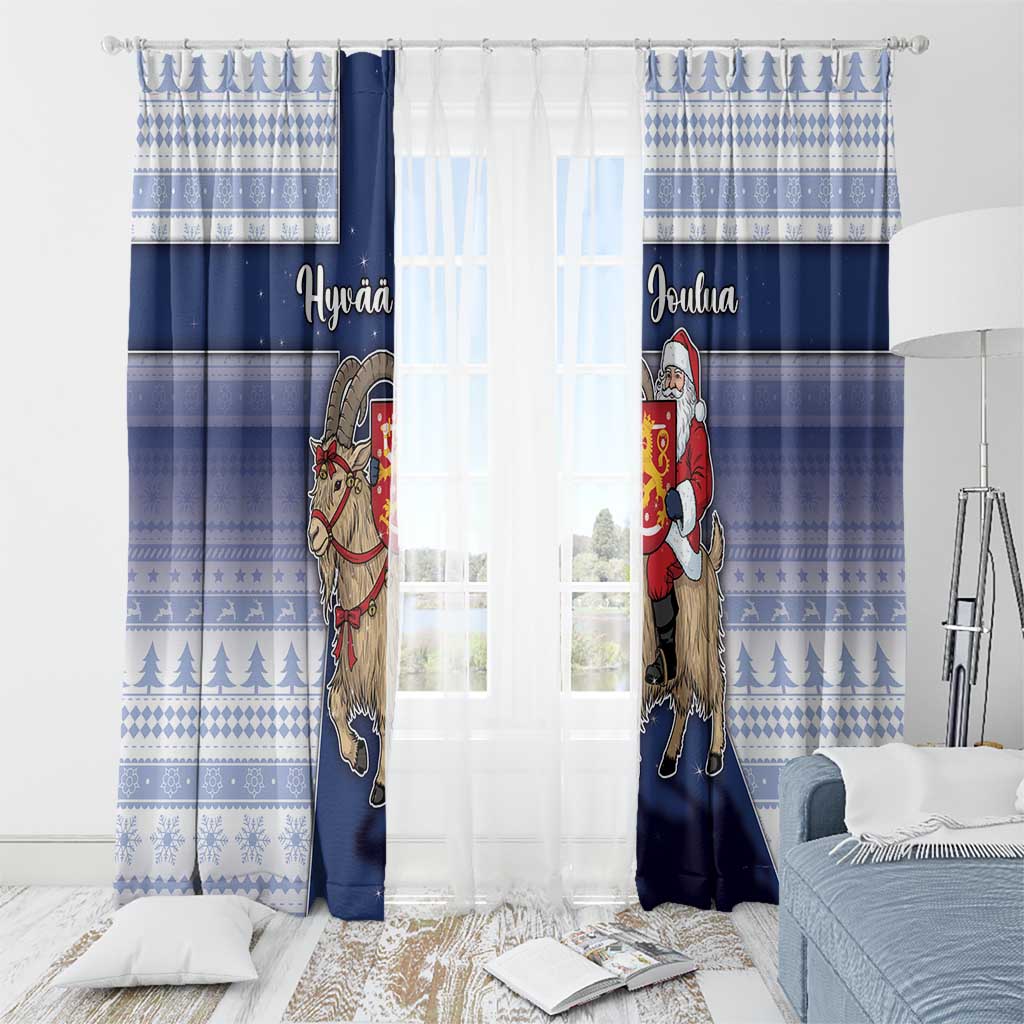 Finland Christmas Window Curtain Joulupukki With Coat Of Arms - Wonder Print Shop