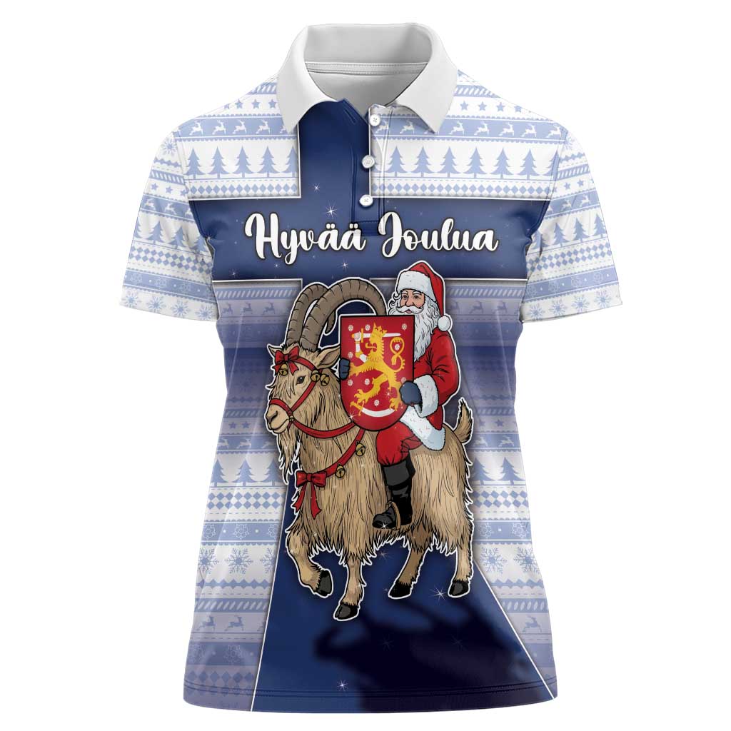 Finland Christmas Women Polo Shirt Joulupukki With Coat Of Arms - Wonder Print Shop