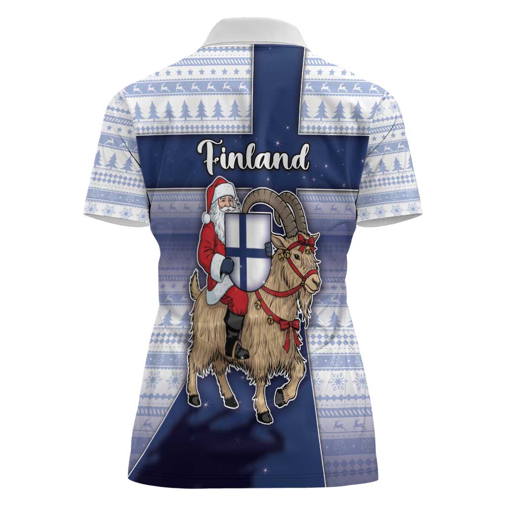 Finland Christmas Women Polo Shirt Joulupukki With Coat Of Arms - Wonder Print Shop