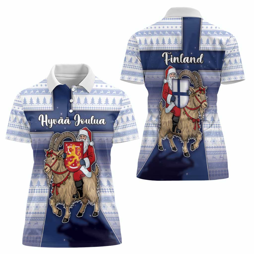 Finland Christmas Women Polo Shirt Joulupukki With Coat Of Arms - Wonder Print Shop