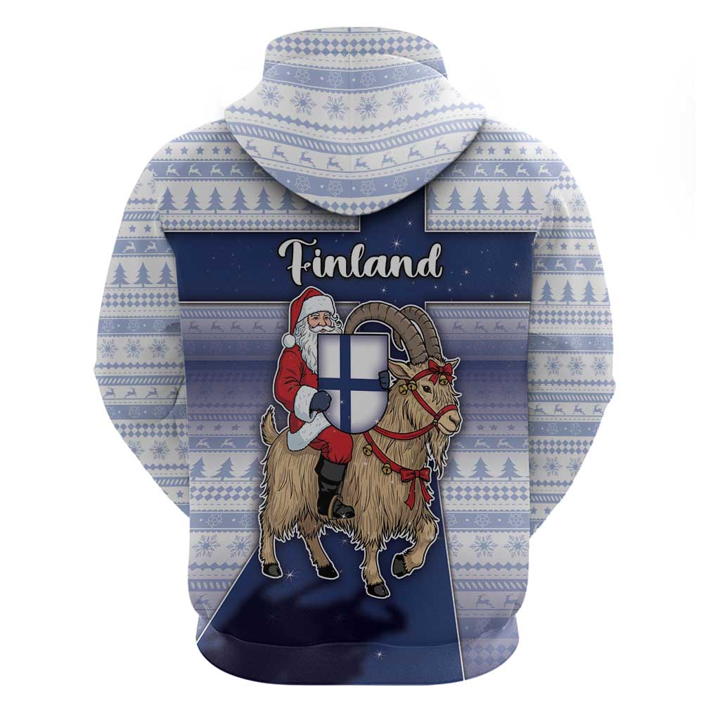 Finland Christmas Zip Hoodie Joulupukki With Coat Of Arms - Wonder Print Shop