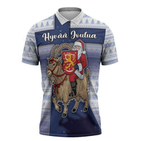Finland Christmas Zipper Polo Shirt Joulupukki With Coat Of Arms - Wonder Print Shop
