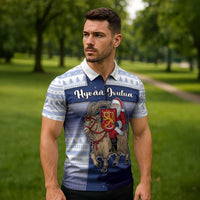 Finland Christmas Zipper Polo Shirt Joulupukki With Coat Of Arms - Wonder Print Shop