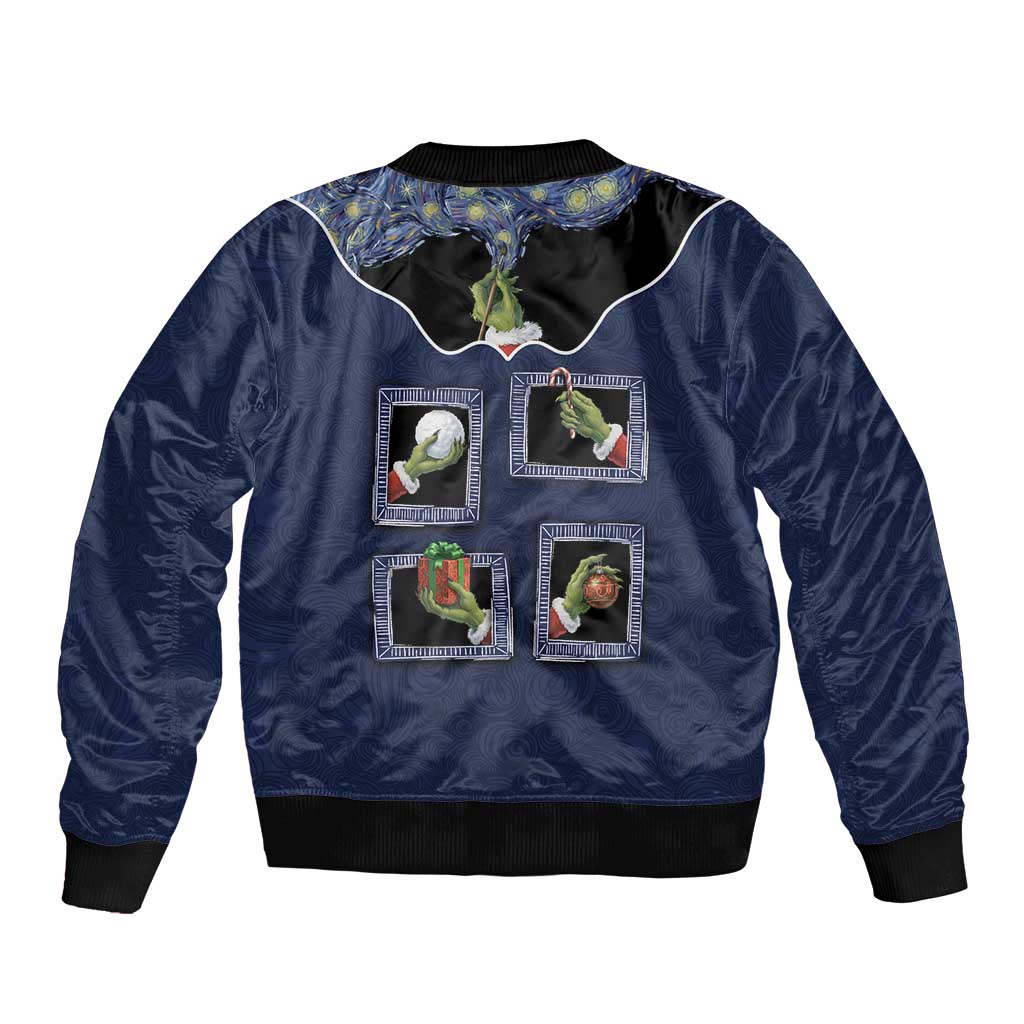 Western Yoke Bomber Jacket Grinch Art Parody Christmas - Wonder Print Shop