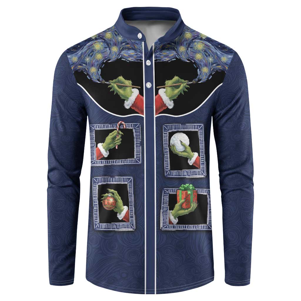 Western Yoke Button Sweatshirt Grinch Art Parody Christmas - Wonder Print Shop