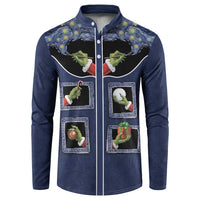 Western Yoke Button Sweatshirt Grinch Art Parody Christmas - Wonder Print Shop