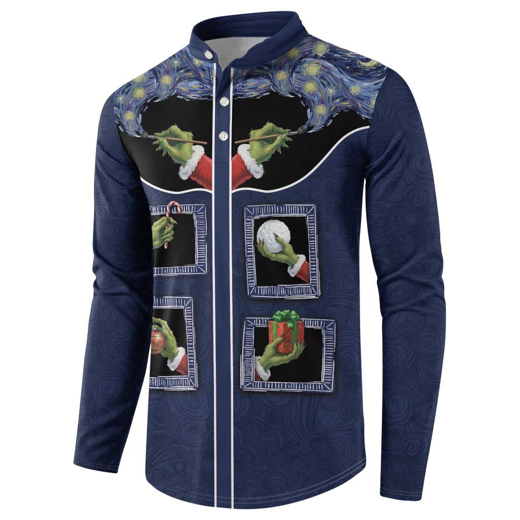 Western Yoke Button Sweatshirt Grinch Art Parody Christmas - Wonder Print Shop