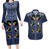 Western Yoke Couples Matching Long Sleeve Bodycon Dress and Hawaiian Shirt Grinch Art Parody Christmas - Wonder Print Shop