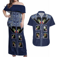 Western Yoke Couples Matching Off Shoulder Maxi Dress and Hawaiian Shirt Grinch Art Parody Christmas - Wonder Print Shop