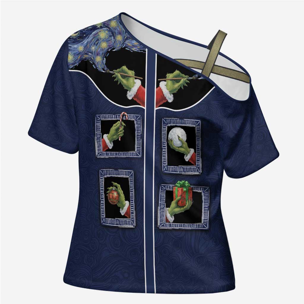 Western Yoke Cross Shoulder Shirt Grinch Art Parody Christmas - Wonder Print Shop