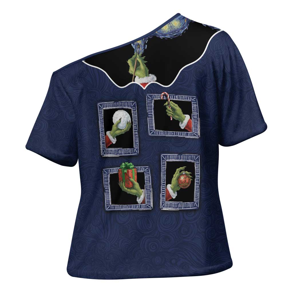 Western Yoke Cross Shoulder Shirt Grinch Art Parody Christmas - Wonder Print Shop