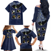 Western Yoke Family Matching Off The Shoulder Long Sleeve Dress and Hawaiian Shirt Grinch Art Parody Christmas - Wonder Print Shop