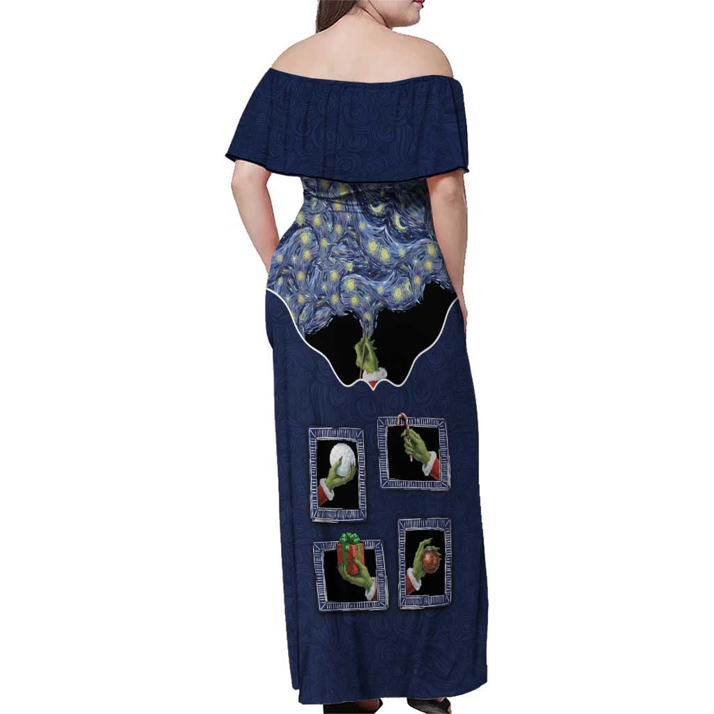 Western Yoke Family Matching Off Shoulder Maxi Dress and Hawaiian Shirt Grinch Art Parody Christmas - Wonder Print Shop