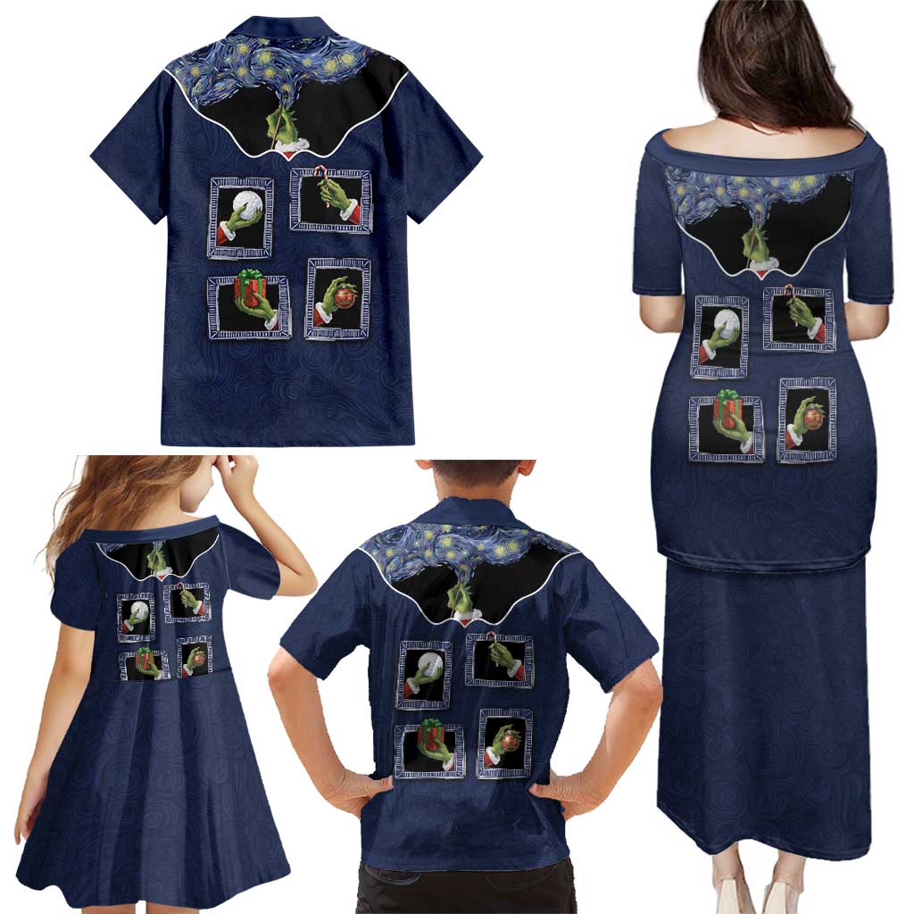 Western Yoke Family Matching Puletasi and Hawaiian Shirt Grinch Art Parody Christmas - Wonder Print Shop