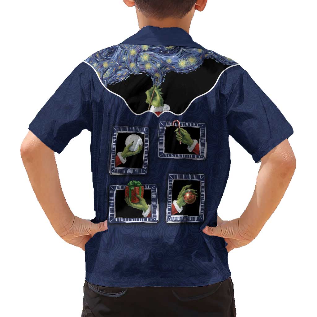 Western Yoke Family Matching Short Sleeve Bodycon Dress and Hawaiian Shirt Grinch Art Parody Christmas - Wonder Print Shop