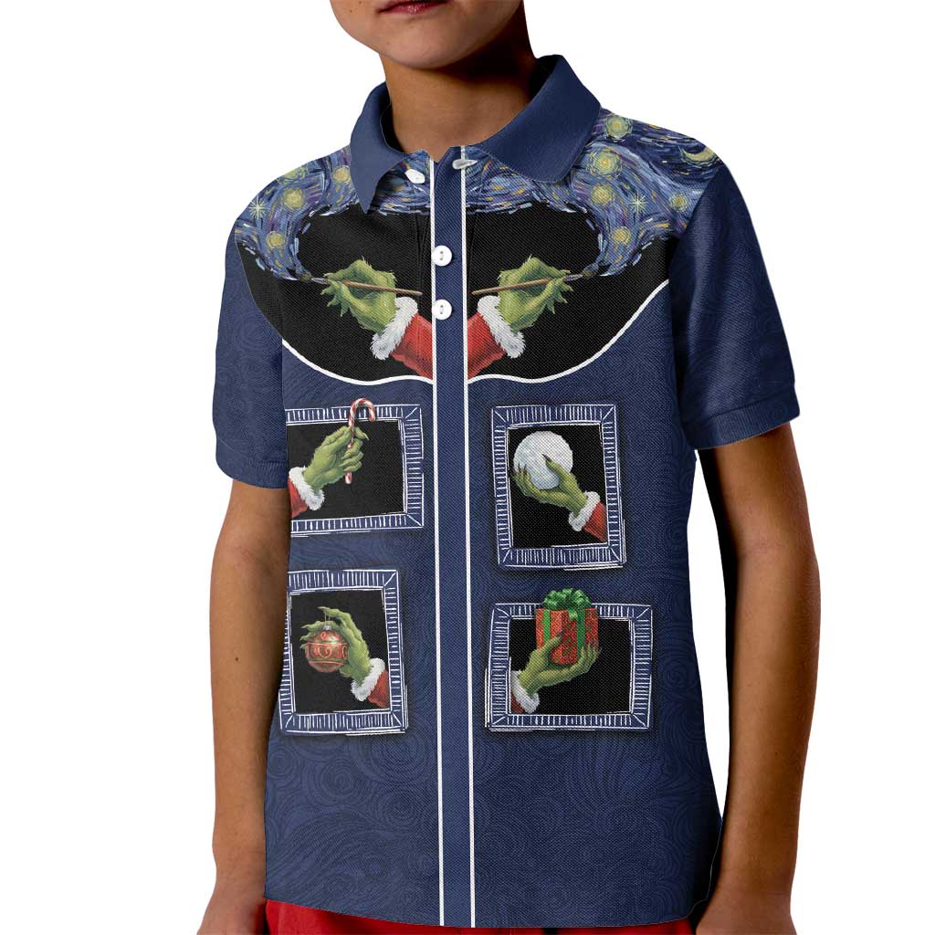 Western Yoke Kid Polo Shirt Grinch Art Parody Christmas - Wonder Print Shop