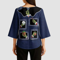 Western Yoke Kimono Sleeve Blouse Grinch Art Parody Christmas - Wonder Print Shop