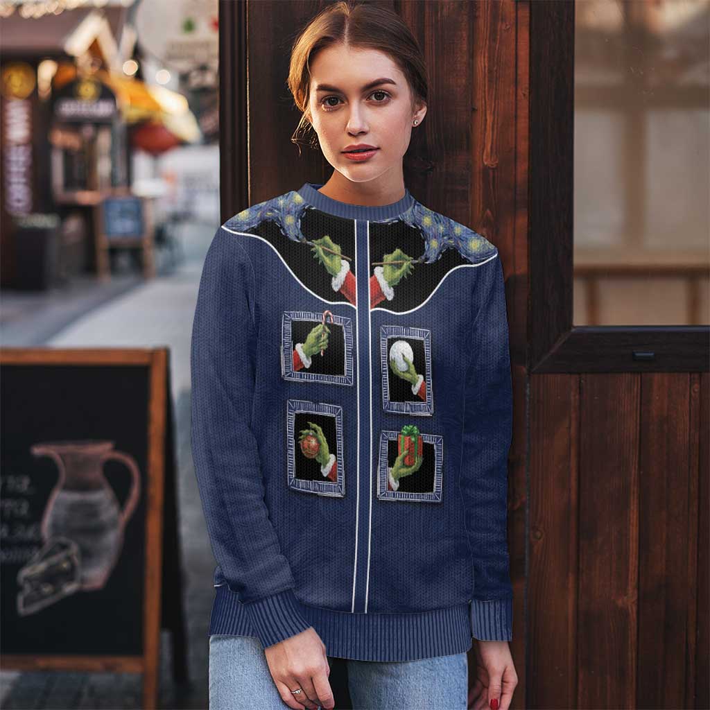 Western Yoke Ugly Christmas Sweater Grinch Art Parody Christmas - Wonder Print Shop