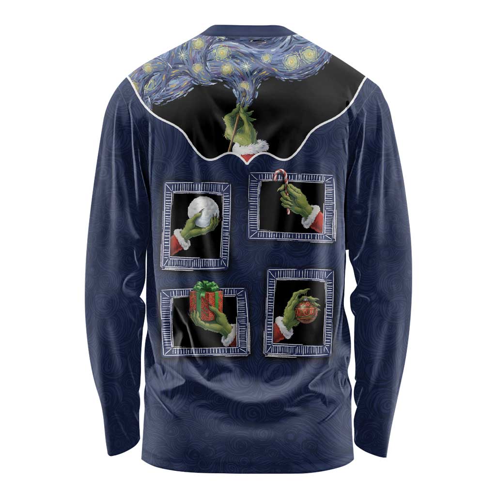 Western Yoke Long Sleeve Shirt Grinch Art Parody Christmas - Wonder Print Shop