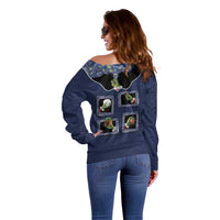 Western Yoke Off Shoulder Sweater Grinch Art Parody Christmas - Wonder Print Shop