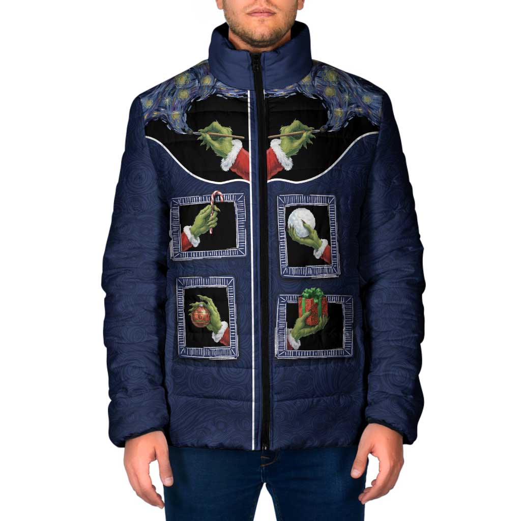 Western Yoke Padded Jacket Grinch Art Parody Christmas - Wonder Print Shop