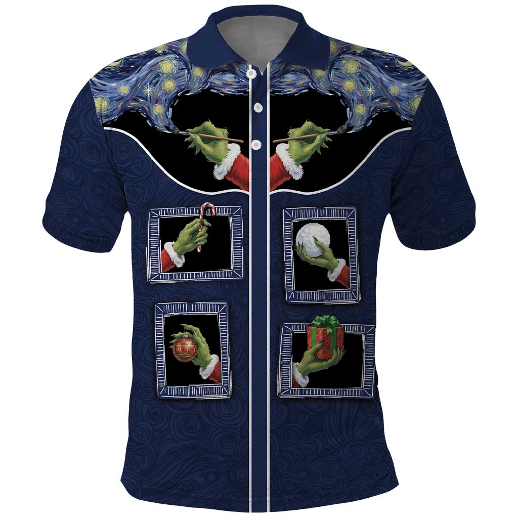Western Yoke Polo Shirt Grinch Art Parody Christmas - Wonder Print Shop