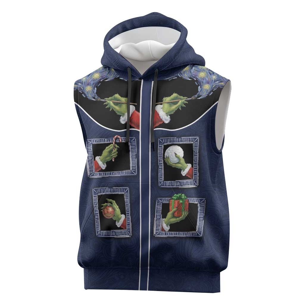 Western Yoke Sleeveless Hoodie Grinch Art Parody Christmas - Wonder Print Shop