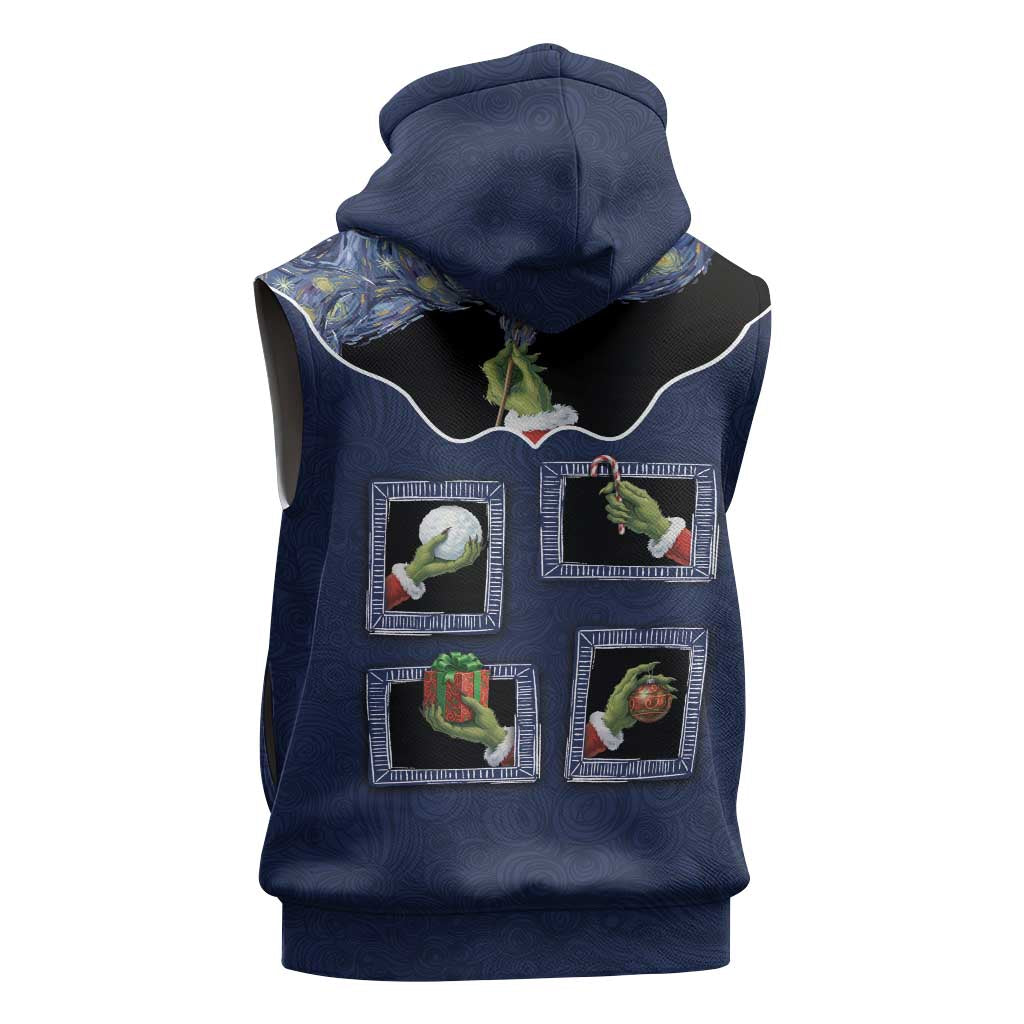 Western Yoke Sleeveless Hoodie Grinch Art Parody Christmas - Wonder Print Shop