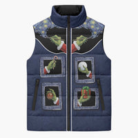 Western Yoke Sleeveless Puffer Jacket Grinch Art Parody Christmas - Wonder Print Shop