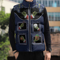 Western Yoke Sleeveless Puffer Jacket Grinch Art Parody Christmas - Wonder Print Shop