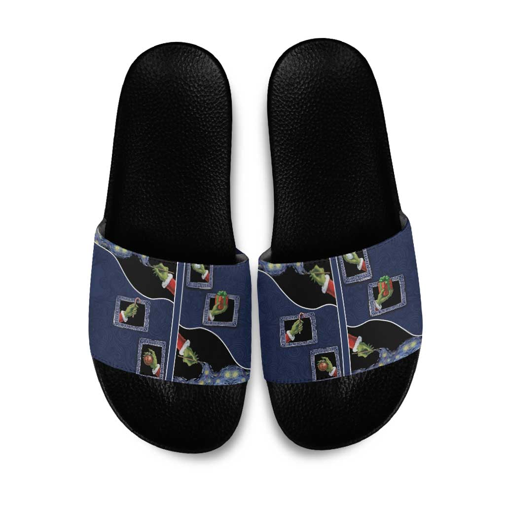 Western Yoke Slide Sandals Grinch Art Parody Christmas - Wonder Print Shop