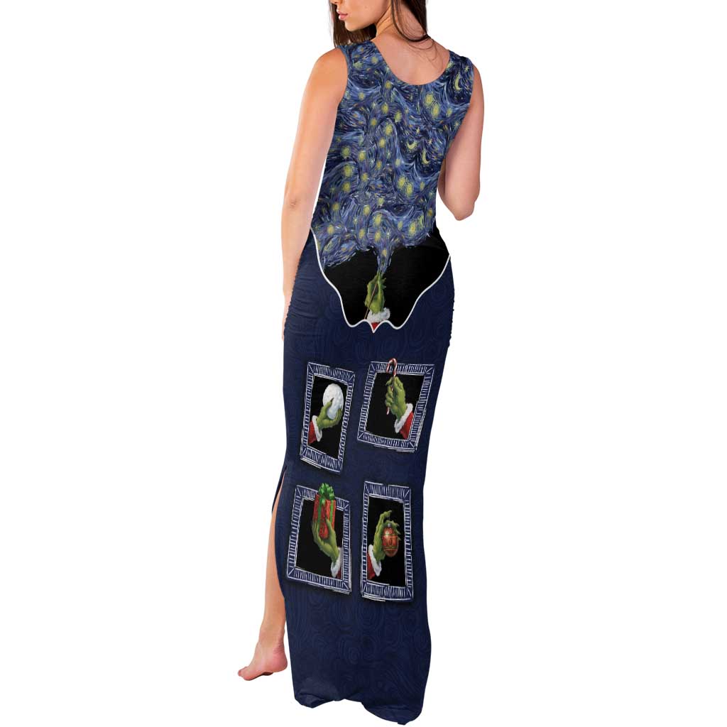 Western Yoke Tank Maxi Dress Grinch Art Parody Christmas - Wonder Print Shop