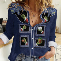 Western Yoke Women Casual Shirt Grinch Art Parody Christmas - Wonder Print Shop