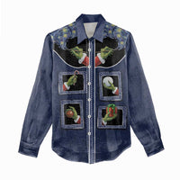 Western Yoke Women Casual Shirt Grinch Art Parody Christmas - Wonder Print Shop