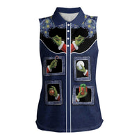 Western Yoke Women Sleeveless Polo Shirt Grinch Art Parody Christmas - Wonder Print Shop