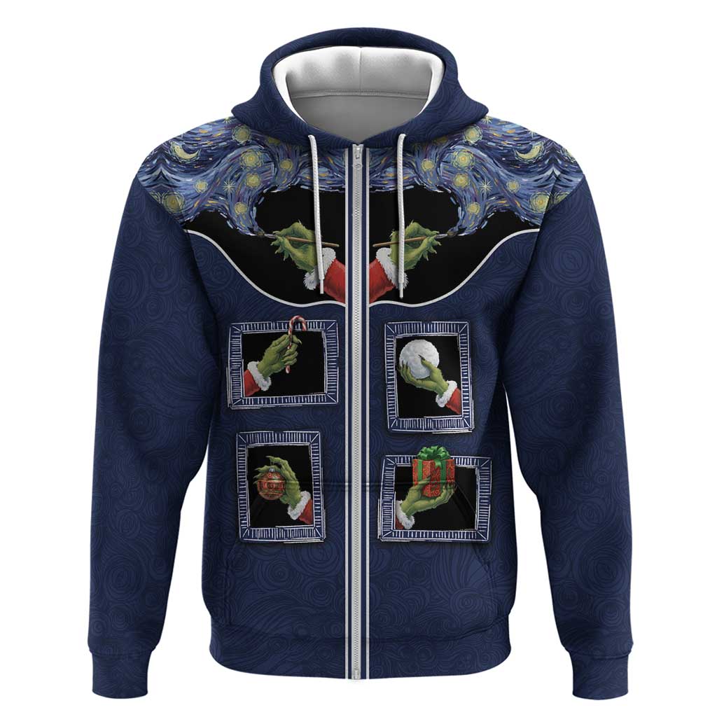Western Yoke Zip Hoodie Grinch Art Parody Christmas - Wonder Print Shop