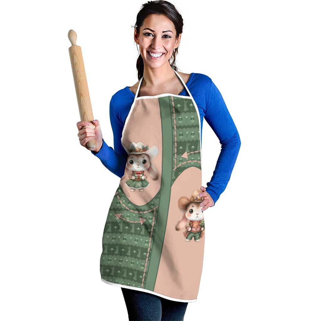 Western Yoke Apron Rabbit Howdy Christmas - Wonder Print Shop