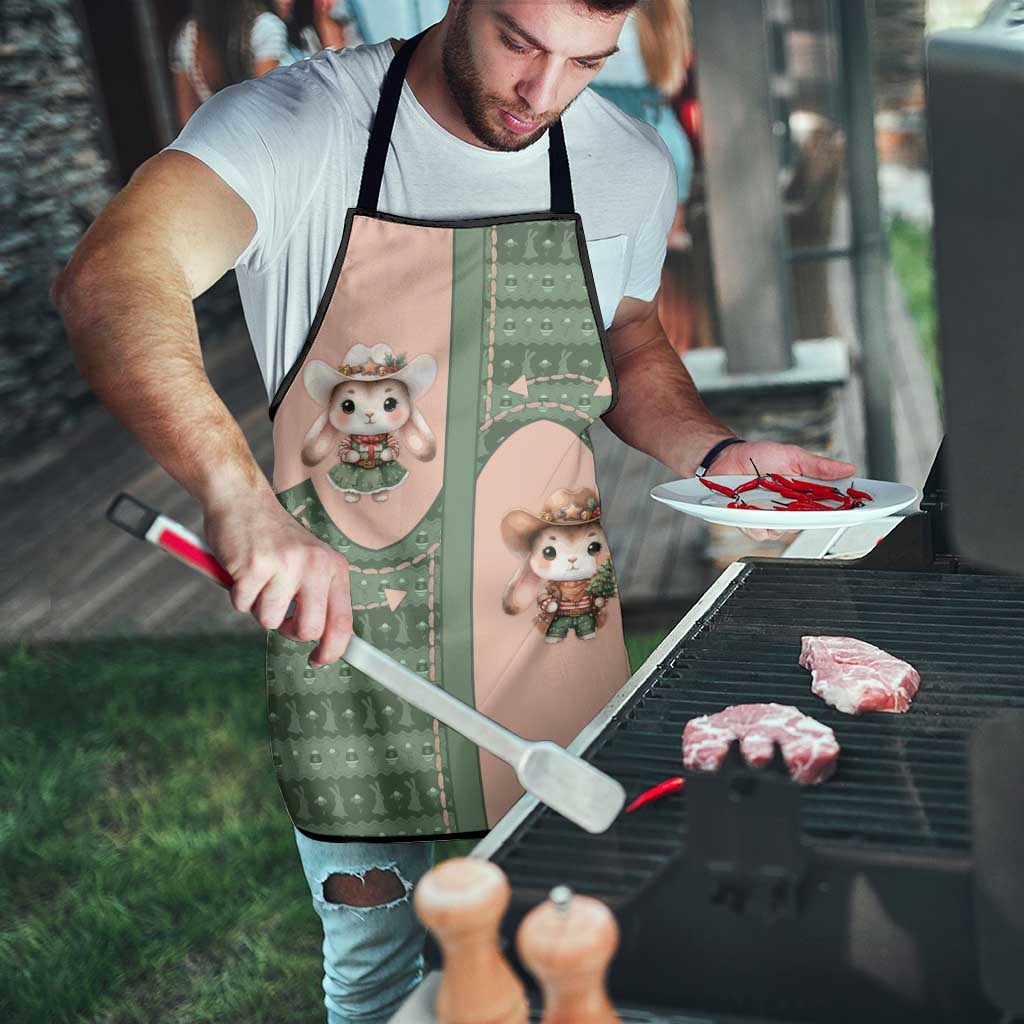 Western Yoke Apron Rabbit Howdy Christmas - Wonder Print Shop