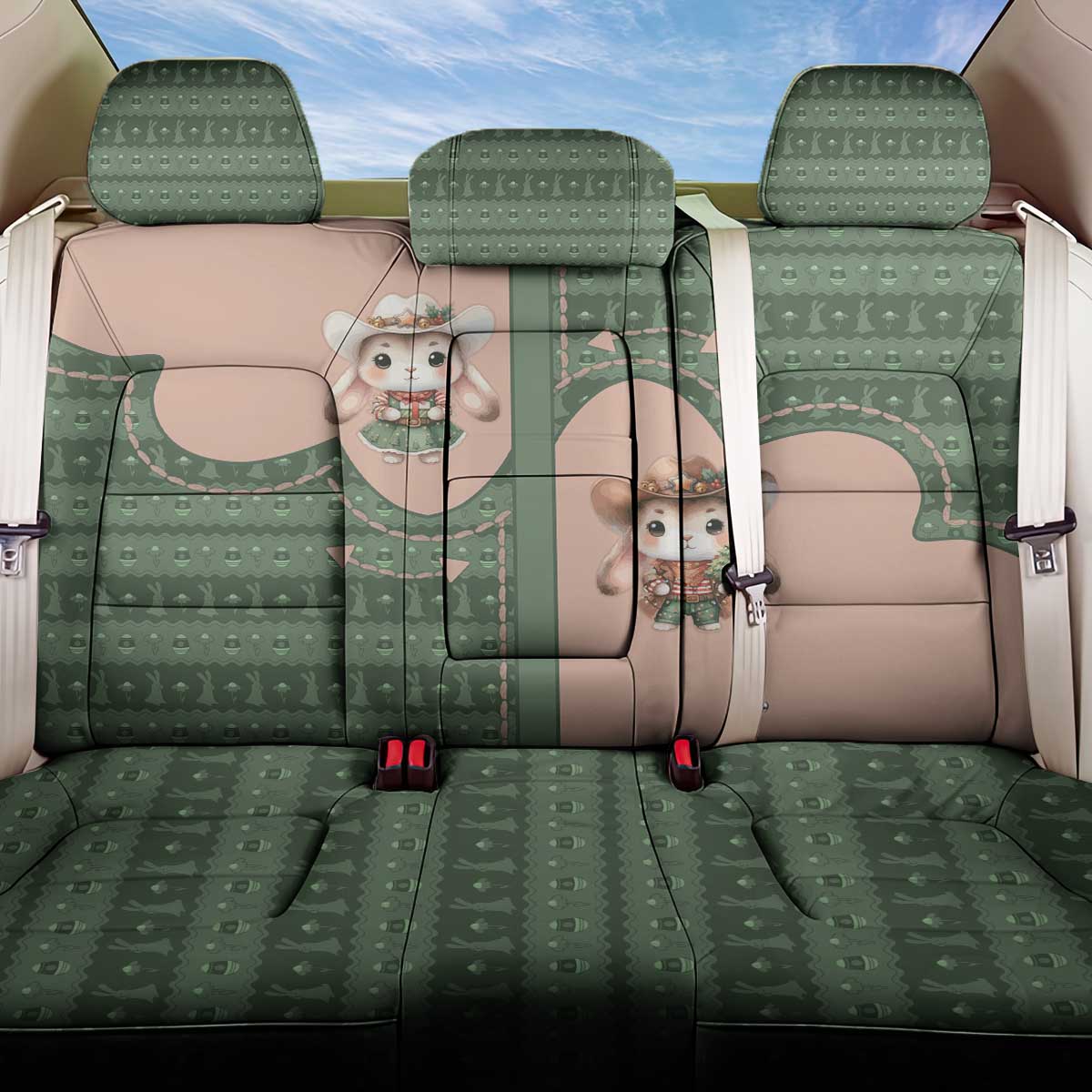 Western Yoke Back Car Seat Cover Rabbit Howdy Christmas - Wonder Print Shop
