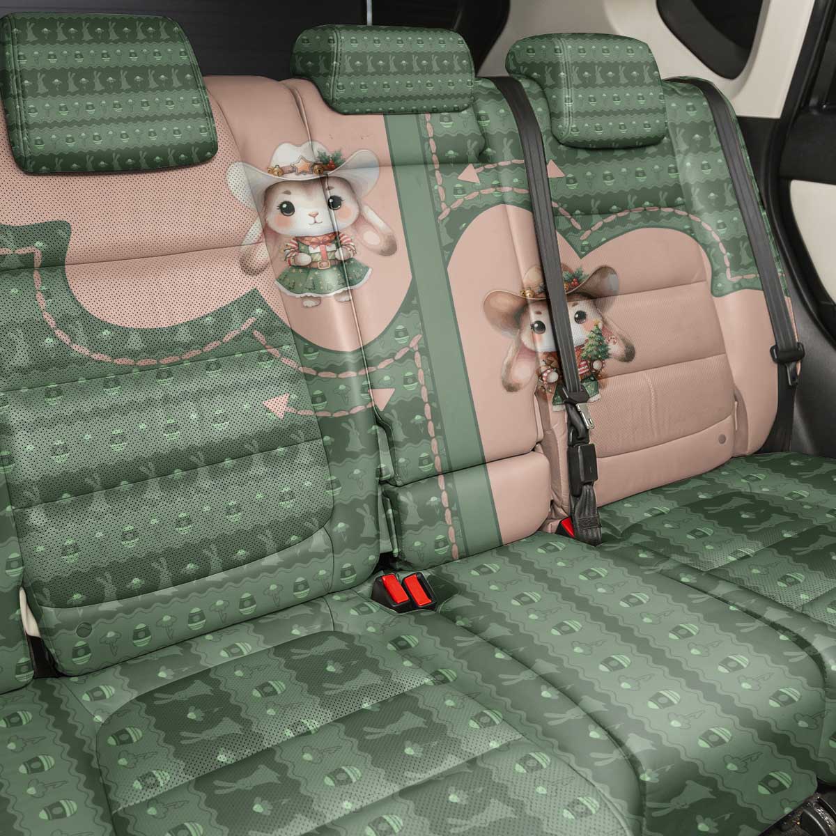 Western Yoke Back Car Seat Cover Rabbit Howdy Christmas - Wonder Print Shop