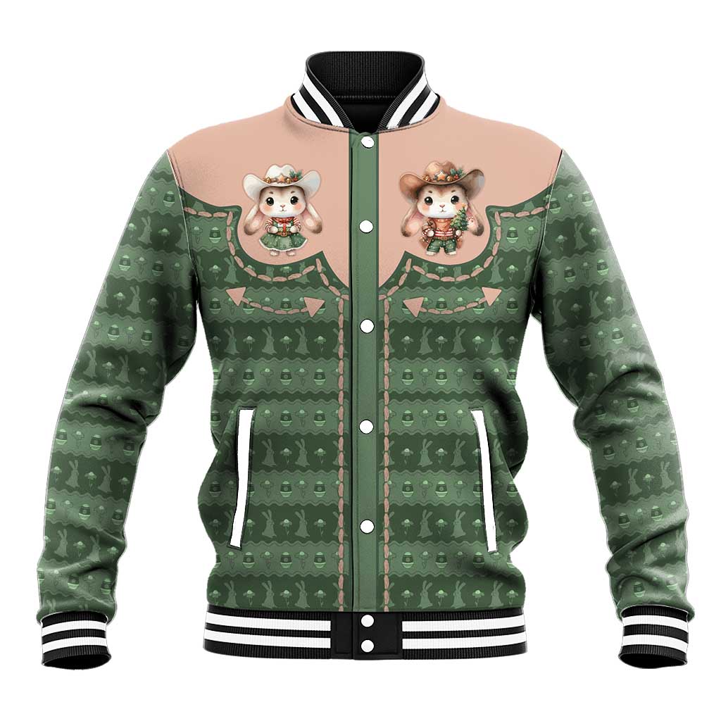 Western Yoke Baseball Jacket Rabbit Howdy Christmas - Wonder Print Shop
