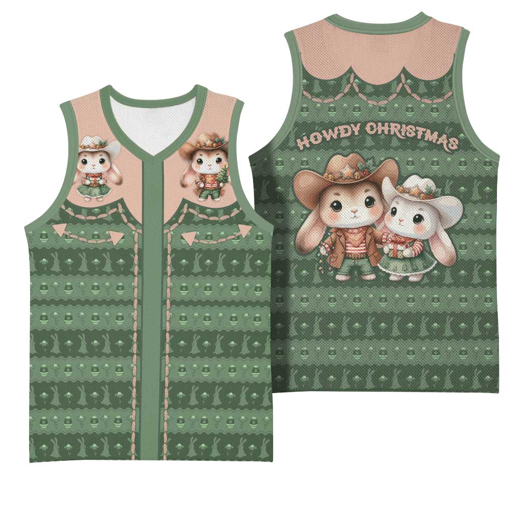 Western Yoke Basketball Jersey Rabbit Howdy Christmas - Wonder Print Shop