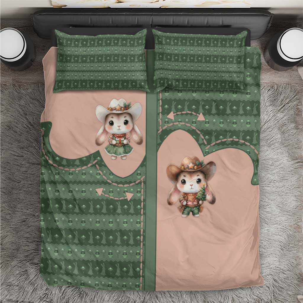 Western Yoke Bedding Set Rabbit Howdy Christmas - Wonder Print Shop