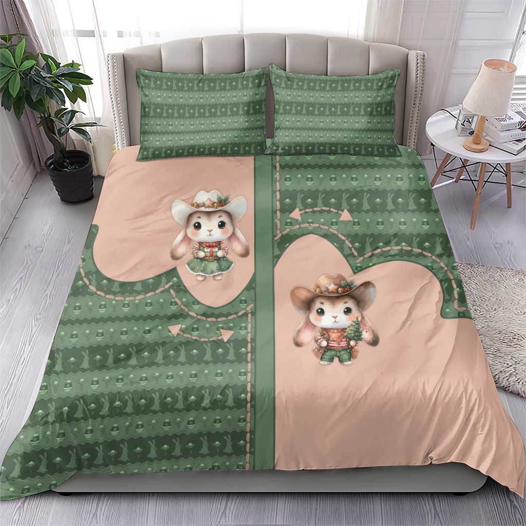 Western Yoke Bedding Set Rabbit Howdy Christmas - Wonder Print Shop