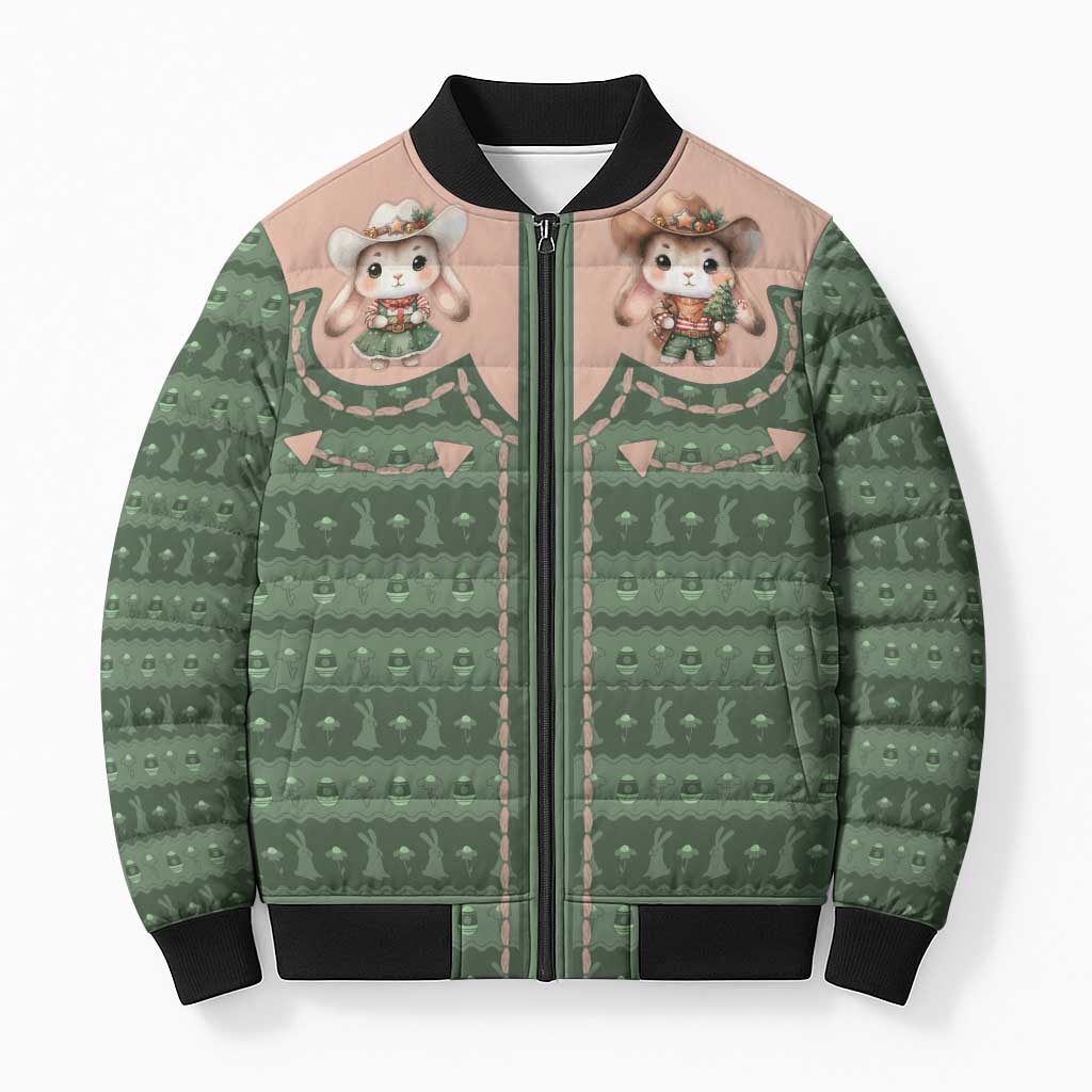 Western Yoke Bomber Puffer Jacket Rabbit Howdy Christmas - Wonder Print Shop