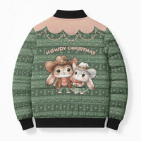 Western Yoke Bomber Puffer Jacket Rabbit Howdy Christmas - Wonder Print Shop