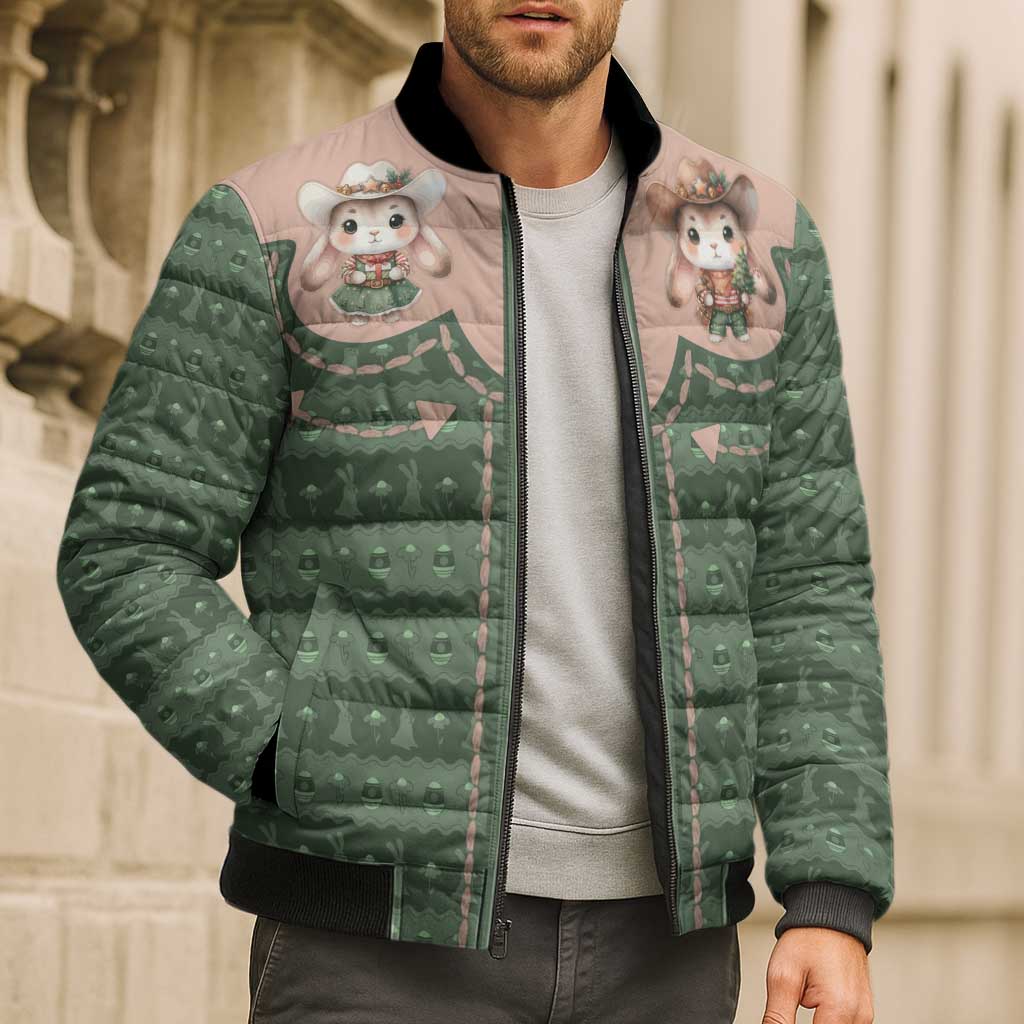 Western Yoke Bomber Puffer Jacket Rabbit Howdy Christmas - Wonder Print Shop